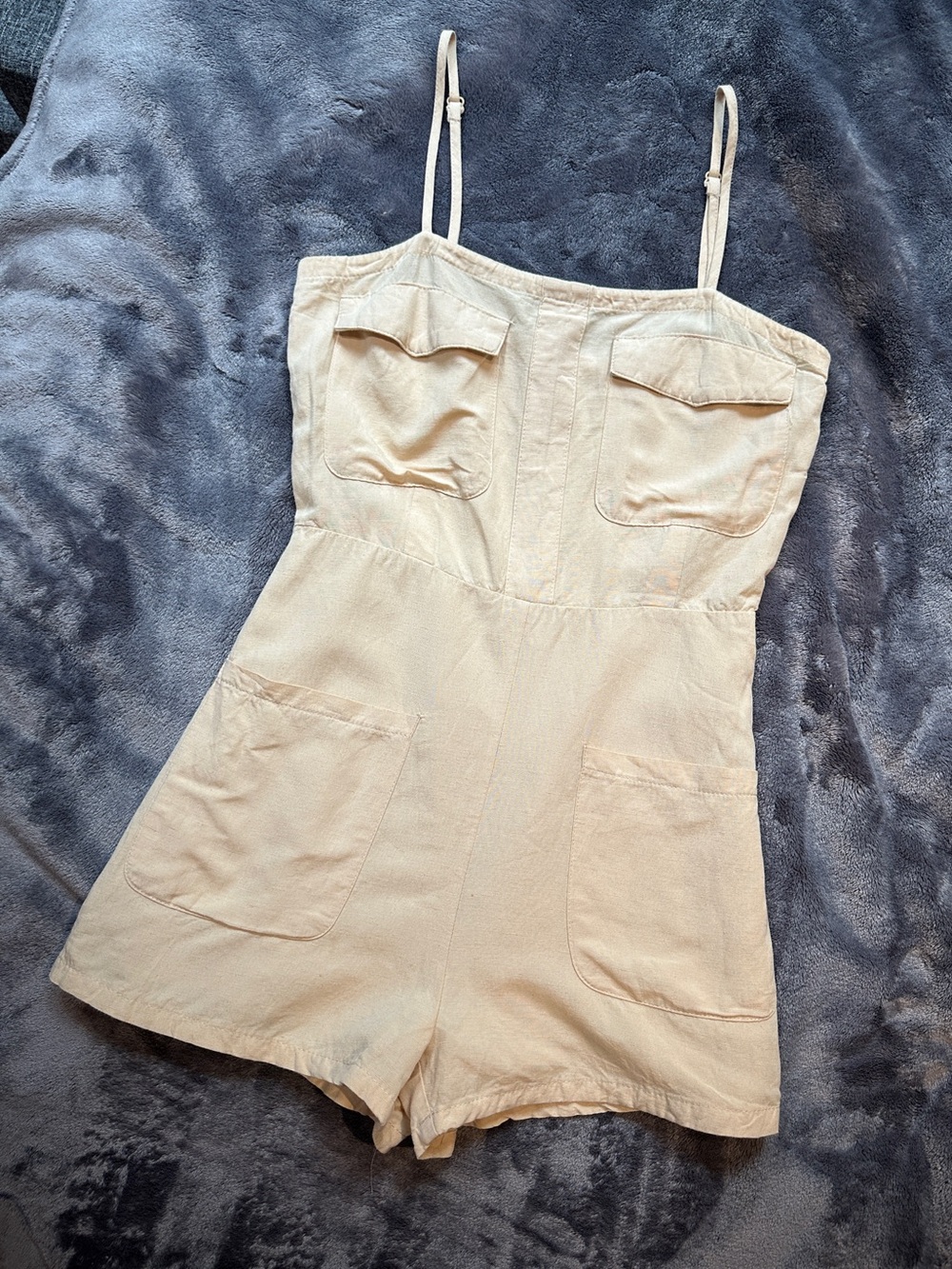 Cream Beige Romper Playsuit Lightweight Neutral Aesthetic Adjustable Straps